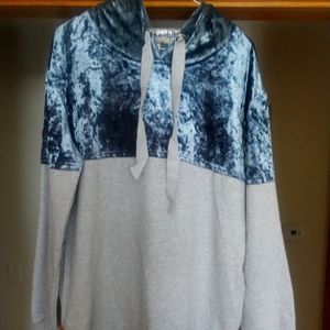 TUNIC HOODED SWEATSHIRT,BLUE